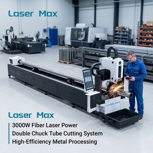 3000W Fiber Laser Tube Cutting Machine Double Chuck CNC Metal Pipe Cutter for Round Square Tube Stainless Steel Carbon Steel